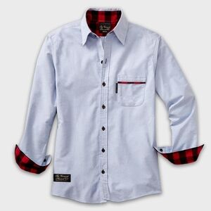 The Normal Brand Men's Blue Shirt with Red Plaid Details